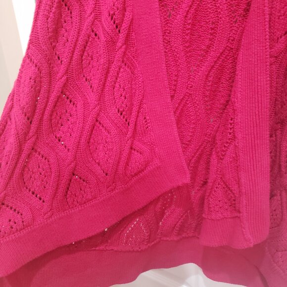 Loft Ann Taylor Women's Short sleeve open front cardigan sweater Hot Pink Size M - Picture 2 of 9